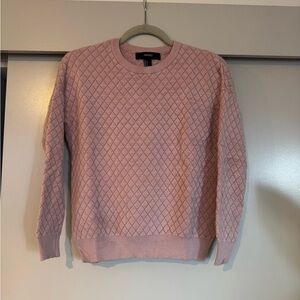Forever 21 Quilted Crewneck Sweater - Light Pink